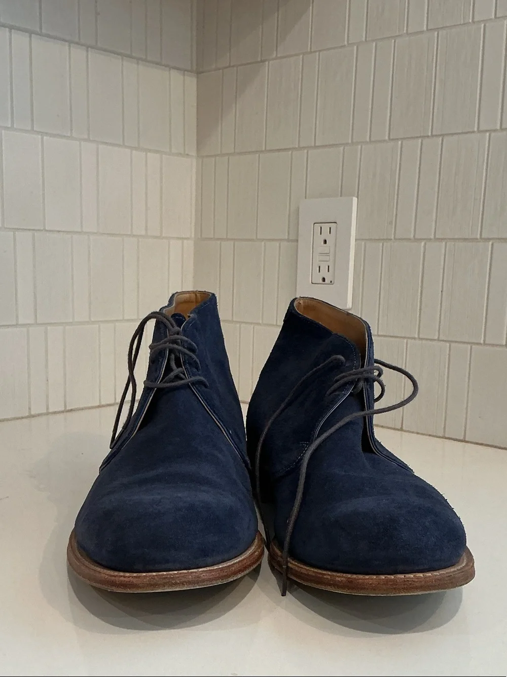 Barker UK Navy Suede Lace-Up Chukka Boots